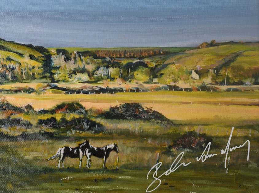 Landscape painting of Horses in a field Ireland